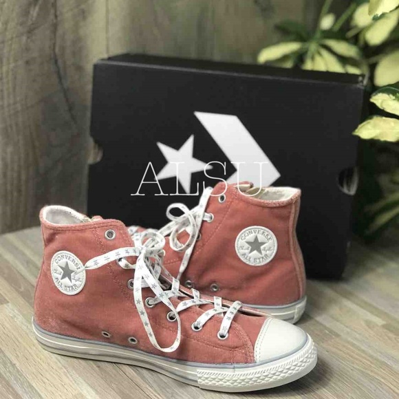 NWT Converse Ctas Side Zip Hi Rust Pink Velvet J/W - Picture 3 of 6